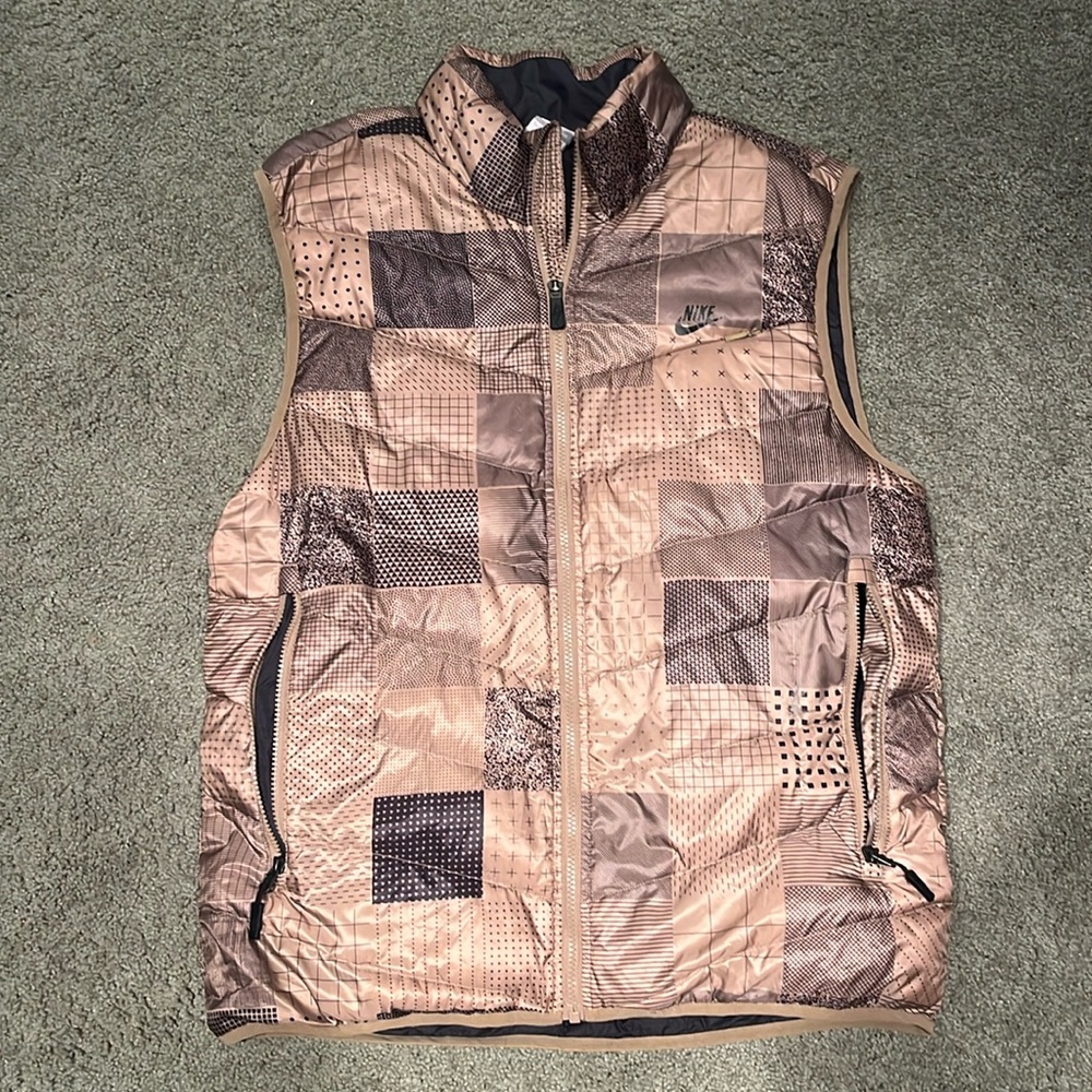 Nike Metallic Patchwork Tan Quilted Vest
